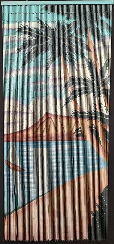 ABeadedCurtain Door Beads Beaded Curtain - Waikiki (Hanging Hardware Included) 90 Strands with 2880 Hand-Painted Bamboo Beads, Wall Hanging Room Divider Doorway Beads in Saudi Arabia