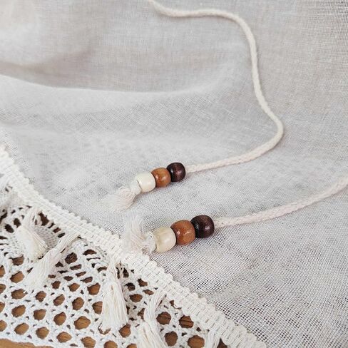 بوهو الكروشيه الدانتيل ربط الستار الستارة الشفافة للمطبخ ويندوز مكرامية رفع تول الطبقة الستار قابل للتعديل 2 طبقة تصفية الضوء شير الستارة قضيب جيب 1 لوحة (بيج، W35 L39 بوصة) in Kuwait