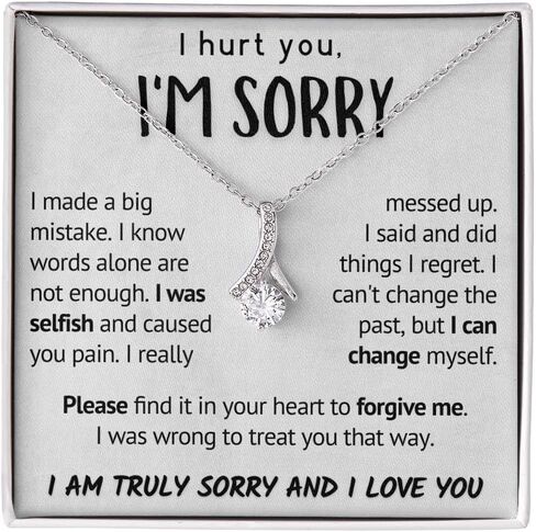 قلادة أنا آسف لرفيق الروح لها، إلى توأم روحي، هدية مضحكة لصديقتك، شخصية، أفضل هدية عيد ميلاد للزوجة، مجوهرات نسائية رومانسية (صندوق قياسي، كنت أنانيًا) in Kuwait