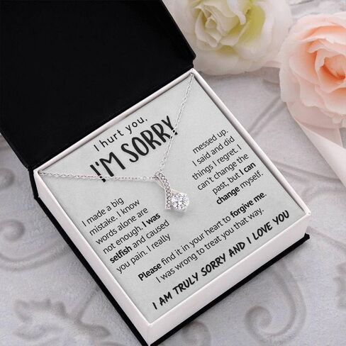 قلادة أنا آسف لرفيق الروح لها، إلى توأم روحي، هدية مضحكة لصديقتك، شخصية، أفضل هدية عيد ميلاد للزوجة، مجوهرات نسائية رومانسية (صندوق قياسي، كنت أنانيًا) in Kuwait