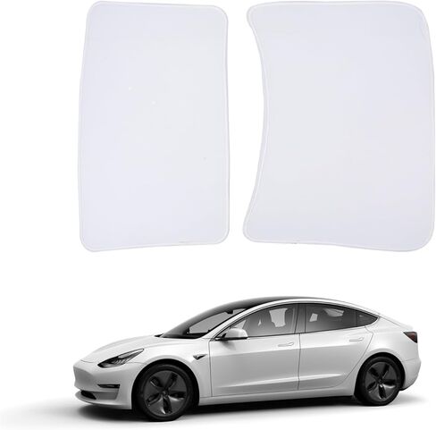 Sunroof Sunshade Breathable Mesh for Tesla Model 3 2024-2025 Accessories Roof Screen Mosquito Net UV Blocker Sun Protector Glare HeatShield Moonroof Mesh Net Car Roof Cover for Camping (White) in Saudi Arabia