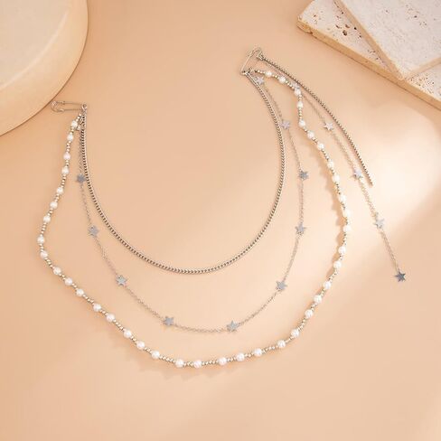 Pearl Chain Tassel Brooch Pin for Women,Long Pearls Beaded Chain Link Lapel Brooches,Suit Dress Outfit Jewelry Accessories in Kuwait