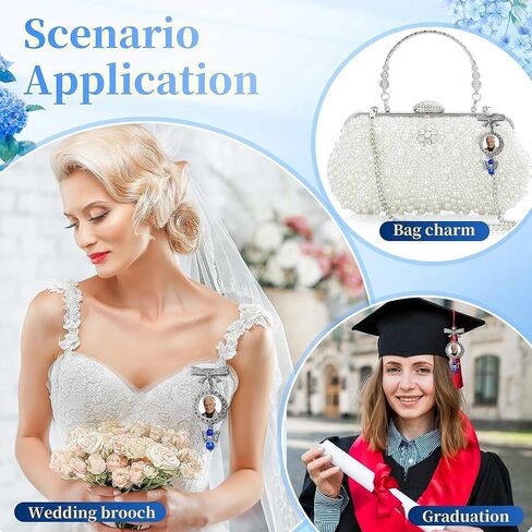 Wedding Bouquet Photo Charms, Something Blue Gift For Bride, Memorial Gift for Deceased Family Members, DIY Photo Bridal Pin Charm, for Bride Gifts and Wedding Gifts in Saudi Arabia