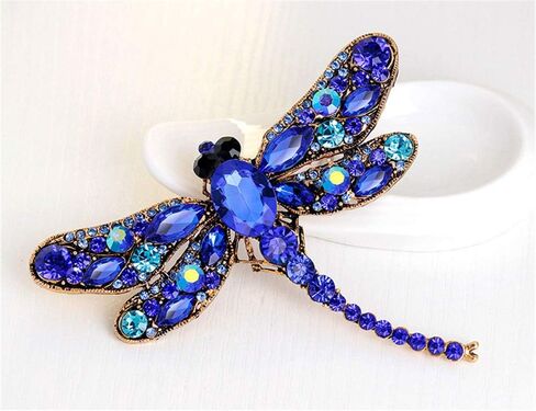 أنيقة اليعسوب الطيور بروش دبوس كريستال حجر الراين الحيوان حزب المجوهرات (الأزرق) in Kuwait