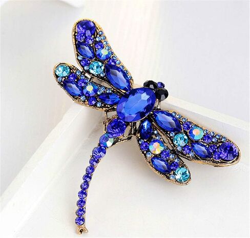 أنيقة اليعسوب الطيور بروش دبوس كريستال حجر الراين الحيوان حزب المجوهرات (الأزرق) in Kuwait