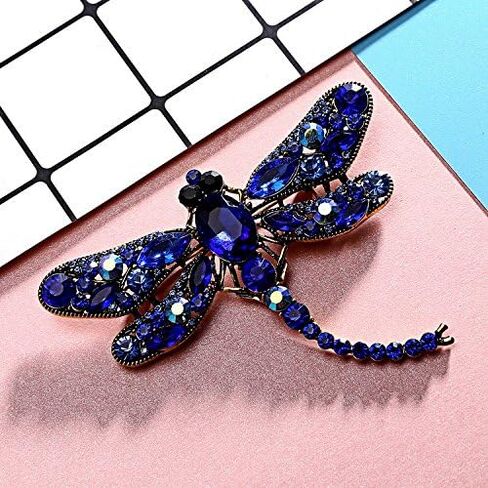 أنيقة اليعسوب الطيور بروش دبوس كريستال حجر الراين الحيوان حزب المجوهرات (الأزرق) in Kuwait