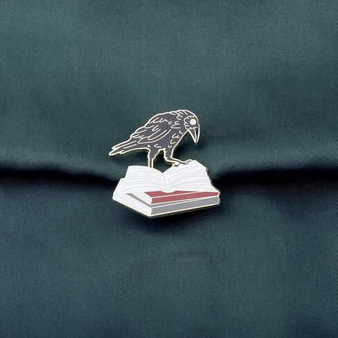 PLITI Crow Bird Gift Crows Lover Gift Crow Club Gifts Bookworm Gifts Crow Book Brooch Pin For Bookish in Saudi Arabia