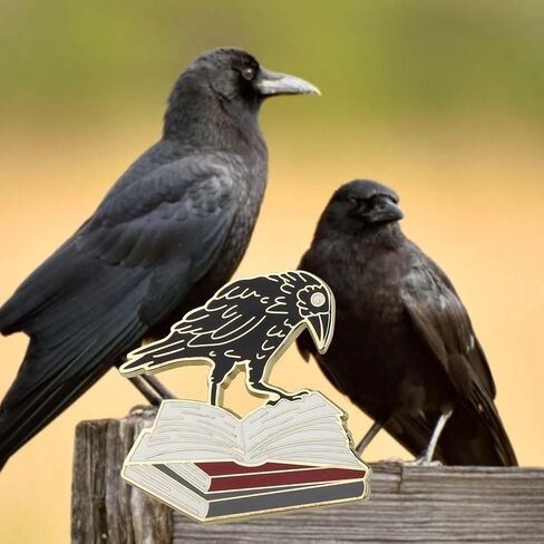 PLITI Crow Bird Gift Crows Lover Gift Crow Club Gifts Bookworm Gifts Crow Book Brooch Pin For Bookish in Saudi Arabia