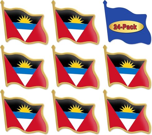 12/24/50/100Pcs Antigua and Barbuda Flag Lapel Pins Bulk - Metal Antiguan Barbudan National Lapel Pin in Saudi Arabia