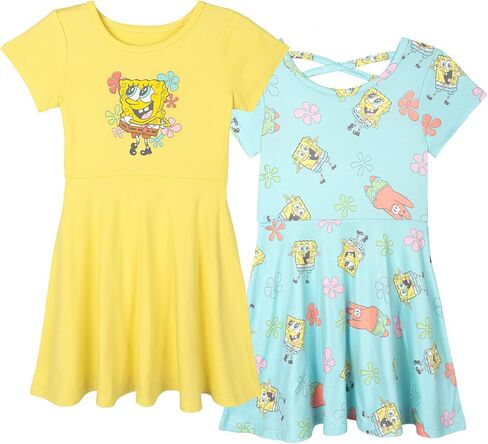 SPONGEBOB SQUAREPANTS Girls 2 Pack Dresses Toddler to Big Kid Sizes (2T - 18-20) in Saudi Arabia