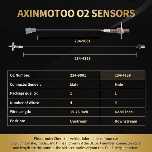 Oxygen O2 Sensor 234-9001 234-4189 Upstream Downstream Replacement for Toyota Tacoma SR5 Limited S-Runner Base DLX Pre Runner Extended Standard Cab 2.7L 3.4L 2000 2001 2002 2003 2004 2PCS in Kuwait