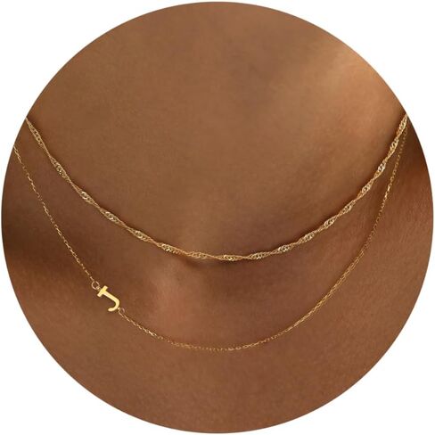 Ewrkbr Layered Initial Necklaces for Women, Dainty Gold Letter Necklace Stack 14k Gold Plated Layered Initial Choker Necklace for Women Trendy Simple Gold Necklace Set Fashion Womens Jewelry Set in Kuwait