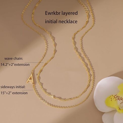 Ewrkbr Layered Initial Necklaces for Women, Dainty Gold Letter Necklace Stack 14k Gold Plated Layered Initial Choker Necklace for Women Trendy Simple Gold Necklace Set Fashion Womens Jewelry Set in Saudi Arabia