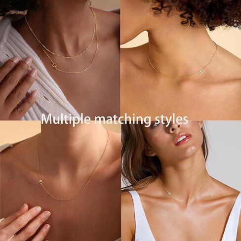 Ewrkbr Layered Initial Necklaces for Women, Dainty Gold Letter Necklace Stack 14k Gold Plated Layered Initial Choker Necklace for Women Trendy Simple Gold Necklace Set Fashion Womens Jewelry Set in Saudi Arabia