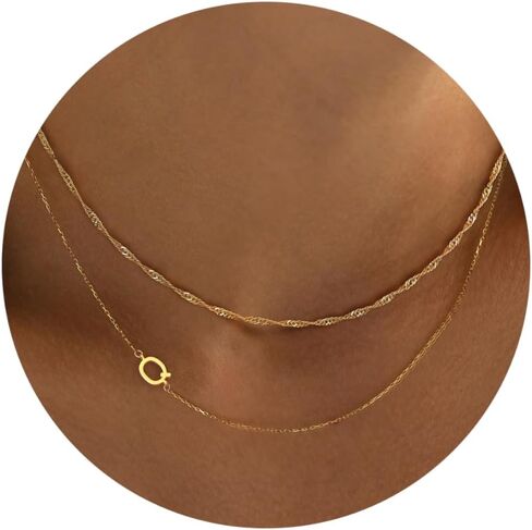Ewrkbr Layered Initial Necklaces for Women, Dainty Gold Letter Necklace Stack 14k Gold Plated Layered Initial Choker Necklace for Women Trendy Simple Gold Necklace Set Fashion Womens Jewelry Set in Saudi Arabia