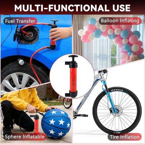 ZUFECY Multi-Function Siphon Pump Kit - Hand-Operated Fuel Transfer Pump with 39.4Inch Hose, for Gasoline, Oil, Water, Air & Inflation, Car and Home Emergency Use​ in Kuwait