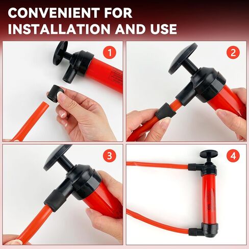 ZUFECY Multi-Function Siphon Pump Kit - Hand-Operated Fuel Transfer Pump with 39.4Inch Hose, for Gasoline, Oil, Water, Air & Inflation, Car and Home Emergency Use​ in Kuwait