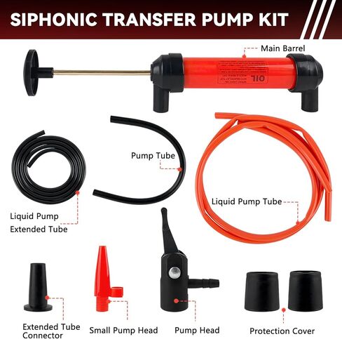 ZUFECY Multi-Function Siphon Pump Kit - Hand-Operated Fuel Transfer Pump with 39.4Inch Hose, for Gasoline, Oil, Water, Air & Inflation, Car and Home Emergency Use​ in Kuwait