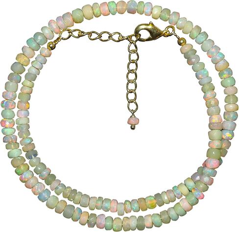 Natural Gemstone Beaded Choker Necklace for Women, Handmade Bohemian Jewelry, Healing Crystals, Silver Plated Necklace, Christmas Gift for Women, Size-18inch in Saudi Arabia