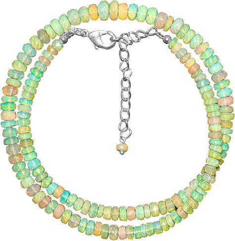 Natural Gemstone Beaded Choker Necklace for Women, Handmade Bohemian Jewelry, Healing Crystals, Silver Plated Necklace, Christmas Gift for Women, Size-18inch in Saudi Arabia