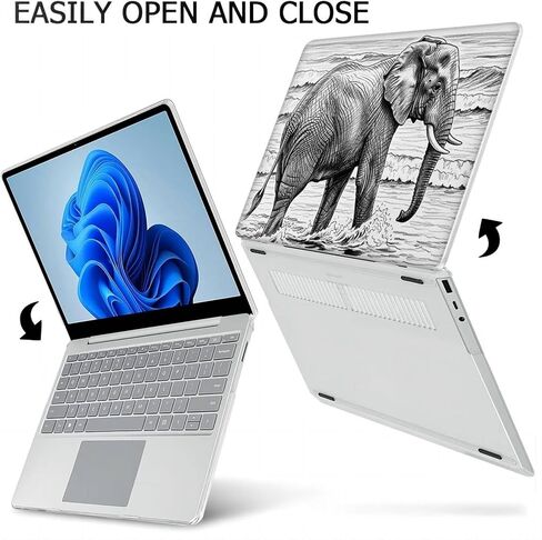 Compatible with Surface Laptop Go 2/1 12.4 inch, Hard Shell Case with Keyboard Cover and Screen Protector (Models:2013&1943, 2022 2020 Release) - Elephants MC23204 in Saudi Arabia