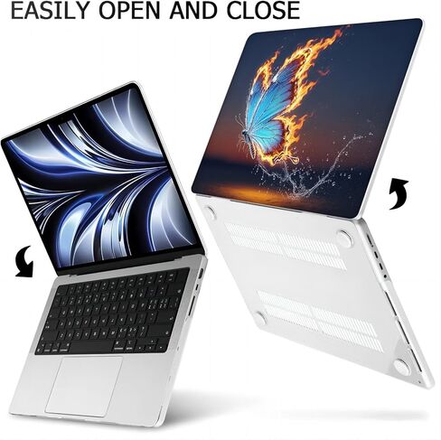 متوافق مع جهاز MacBook Air مقاس 15.3 بوصة، حافظة صلبة مع غطاء لوحة مفاتيح وواقي شاشة (A2941، M2 Chip / A3114، M3 Chip / A3241، M4 Chip، إصدار 2023-2025) - الفراشات MC22828 in Kuwait