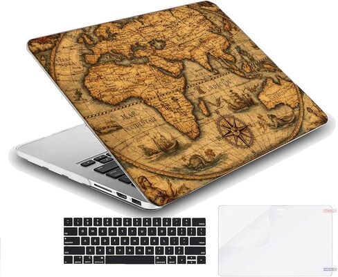 متوافق مع جهاز MacBook Pro مقاس 16 بوصة، حافظة صلبة مع غطاء لوحة مفاتيح وواقي شاشة (A2141، إصدار 2020 2019) - خريطة عتيقة MC23179 in Kuwait