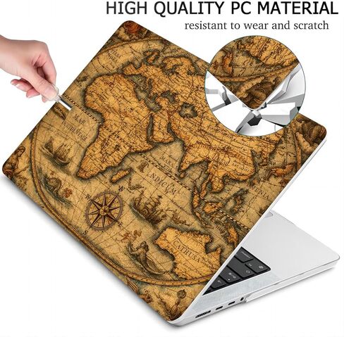 متوافق مع جهاز MacBook Pro مقاس 16 بوصة، حافظة صلبة مع غطاء لوحة مفاتيح وواقي شاشة (A2141، إصدار 2020 2019) - خريطة عتيقة MC23179 in Kuwait