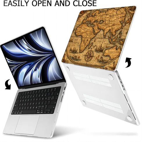 متوافق مع جهاز MacBook Pro مقاس 16 بوصة، حافظة صلبة مع غطاء لوحة مفاتيح وواقي شاشة (A2141، إصدار 2020 2019) - خريطة عتيقة MC23179 in Kuwait