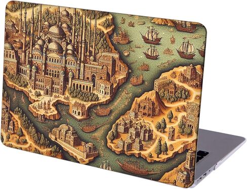 Compatible with MacBook Pro 16-inch, Hard Shell Case with Keyboard Cover and Screen Protector (A2141, 2020 2019 Release) - Vintage Map MC23179 in Saudi Arabia