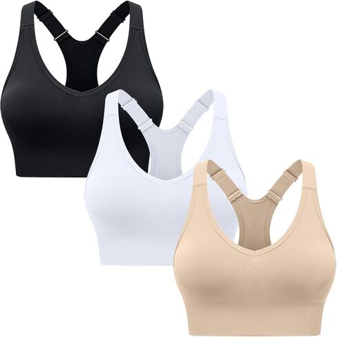 High Support Sports Bras for Women, Adjustable Straps Racerback Bra with Removable Cups, for Workout Running Gym in Saudi Arabia