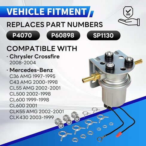 P4070 SP1130 Upgraded Electric Fuel Pump (Gloves Included) Compatible with Carter, for 12V systems in most passenger cars, trucks, SUVs, and recreational vehicles In-Line Rotary Vane Pump in Kuwait