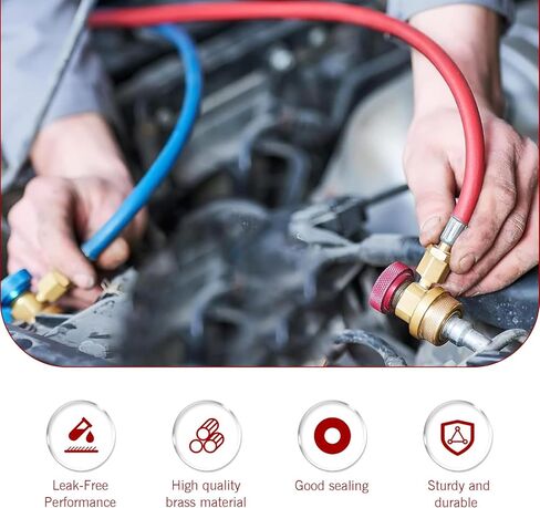 Pack-2 R1234yf Adapter, Quick Couplers to R134A, High/Low Pressure Connector Conversion Kit, 2.7" x 0.8" Quick Coupler for Refrigerant AC Systems Charging (Gold) in Kuwait