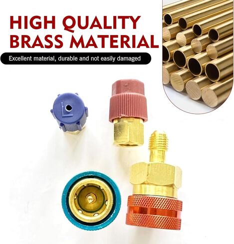 Pack-2 R1234yf Adapter, Quick Couplers to R134A, High/Low Pressure Connector Conversion Kit, 2.7" x 0.8" Quick Coupler for Refrigerant AC Systems Charging (Gold) in Kuwait