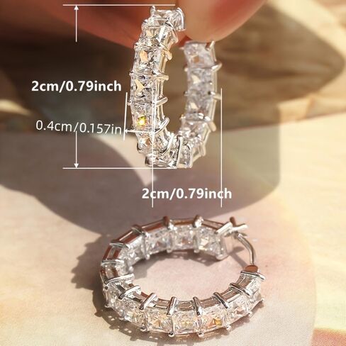 White Gold Plated Cubic Zirconia Hoop Earrings for Women Wedding Bridal Daily Evening Parties Wear Lightweight Jewelry Earring Gift for Her in Saudi Arabia