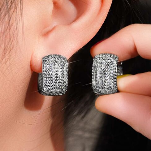 Full Sparkling Cubic Zirconia Hoop Earrings Luxury Jewelry in Saudi Arabia
