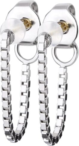 K18(18K) Post Venetian Chain Hoop Earrings | Hypoallergenic & Nickel-Free | Made in Japan | Available in 3 finishes: Silver, 24KGold, and PinkGold jk-222 in Saudi Arabia