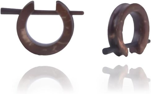 Coconut Shell Natural Hoop Huggie Earrings with Stick Posts, Handcrafted Hippie Style Jewelry for Men Women, U Shape 16-17mm in Kuwait