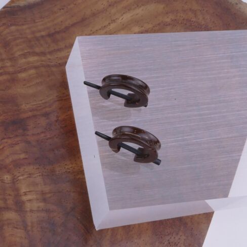 Coconut Shell Natural Hoop Huggie Earrings with Stick Posts, Handcrafted Hippie Style Jewelry for Men Women, U Shape 16-17mm in Kuwait