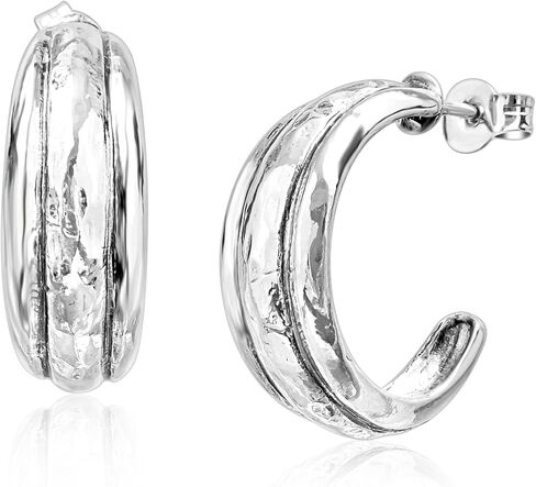 JEAN RACHEL JEWELRY 925 Sterling Silver Hoop Earrings for Women – Small Bold Dome – Hypoallergenic, Lead & Nickel Free Chunky Hoops in Kuwait