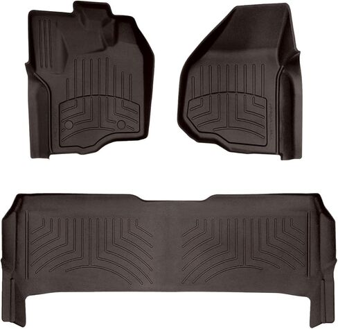 WeatherTech FloorLiner HP Custom Fit Floor Mats for Ford Super Duty - 1st & 2nd Row (444331IM-443052IM), Black in Saudi Arabia