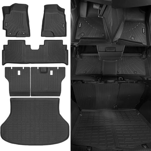 سجادات أرضية مناسبة لجميع الأحوال الجوية لسيارة Toyota Highlander 2001-2007 (محدودة، محدودة مع الصف الثالث، رياضية، رياضية مع الصف الثالث) حصيرة صندوق السيارة ومسند الظهر لاستبدال سجادات الأرضية من ملحقات Toyota Highlander in Kuwait