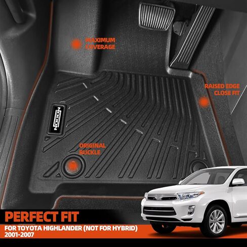 سجادات أرضية مناسبة لجميع الأحوال الجوية لسيارة Toyota Highlander 2001-2007 (محدودة، محدودة مع الصف الثالث، رياضية، رياضية مع الصف الثالث) حصيرة صندوق السيارة ومسند الظهر لاستبدال سجادات الأرضية من ملحقات Toyota Highlander in Kuwait