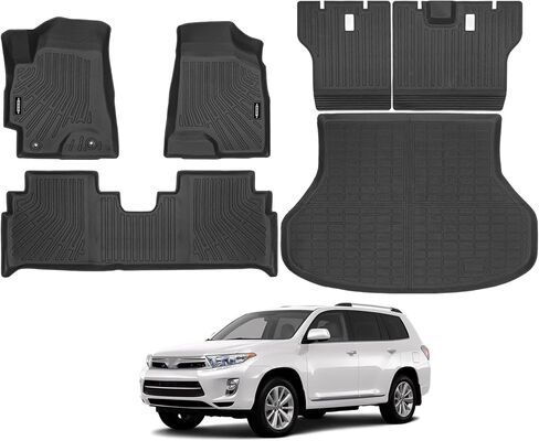 سجادات أرضية مناسبة لجميع الأحوال الجوية لسيارة Toyota Highlander 2001-2007 (محدودة، محدودة مع الصف الثالث، رياضية، رياضية مع الصف الثالث) حصيرة صندوق السيارة ومسند الظهر لاستبدال سجادات الأرضية من ملحقات Toyota Highlander in Kuwait
