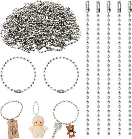 150 PCS Stainless Steel Ball Bead Chain, 12cm Metal Bead Chain with Matching Connectors for Jewelry Making, DIY Crafts and ID Dog Tag Hanging, High Quality Silver Finish (2.4mm Thickness) in Kuwait