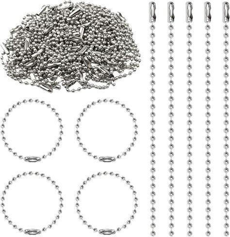 150 PCS Stainless Steel Ball Bead Chain, 12cm Metal Bead Chain with Matching Connectors for Jewelry Making, DIY Crafts and ID Dog Tag Hanging, High Quality Silver Finish (2.4mm Thickness) in Kuwait