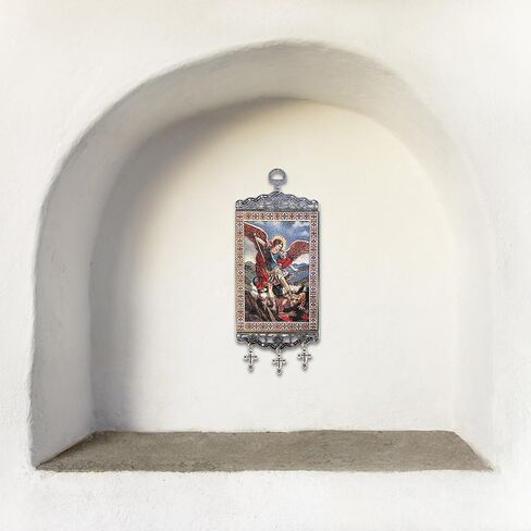 Needzo Archangel Michael Tapestry Icon Banner with Crosses, Wall & Door Decoration, 9 3/4" x3 7/8" in Saudi Arabia