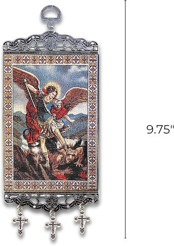 Needzo Archangel Michael Tapestry Icon Banner with Crosses, Wall & Door Decoration, 9 3/4" x3 7/8" in Saudi Arabia