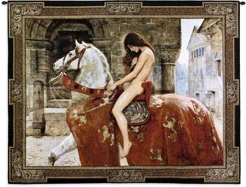 سيدة جوديفا بواسطة جون كولير | لوحة فنية جدارية منسوجة معلقة | أسطورة القرون الوسطى التصوير الفيكتوري | 100% قطن مقاس أمريكي 53x43 in Kuwait