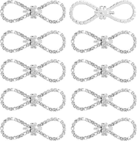10 Pack Crystal Bow Lapel Pin Brooches for Backpack Hat Decoration Wedding Party Silver in Kuwait
